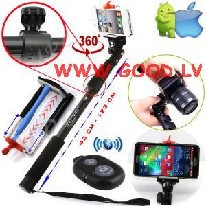 Selfiju kts (melns) , Selfie Stick Telescopic & Bluetooth 