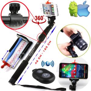 Selfiju kts (melns) , Selfie Stick Telescopic & Bluetooth 